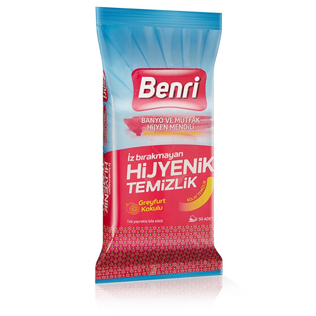 Benri Bath & Kitchen Hygiene Wipes 50 Count