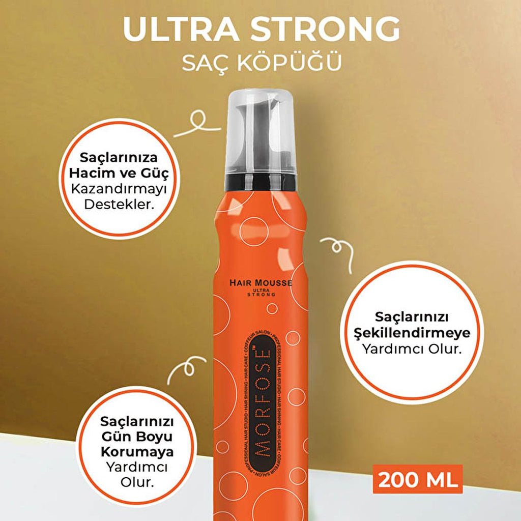Morfose Ultra Strong Hair Styling Mousse - 6.76 fl oz - Strong Hold, Multivitamin Enriched, Non-Residue Formula