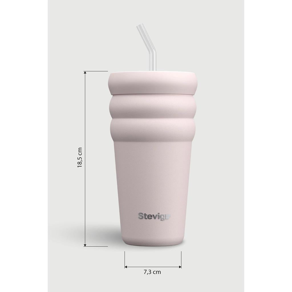Stevig Bubble Stainless Steel Thermos in Soft Quartz 600 ml