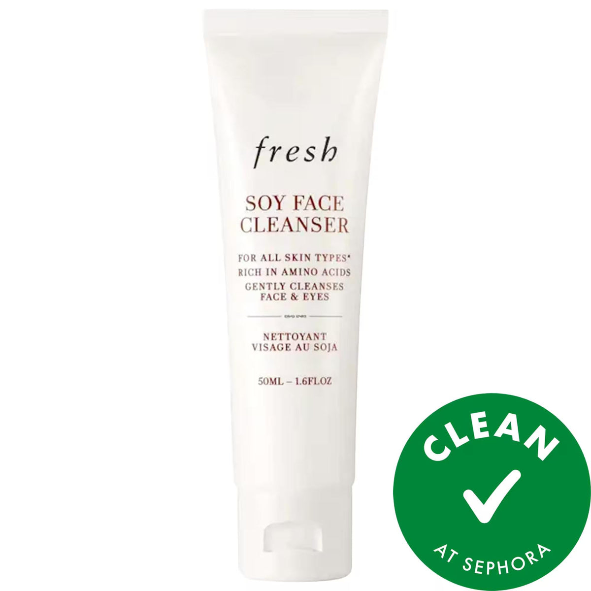 Fresh Mini Soy pH-Balanced Hydrating Face Wash: Gentle Cleanser & Makeup Remover for Sensitive Skin, Vegan & Cruelty-Free