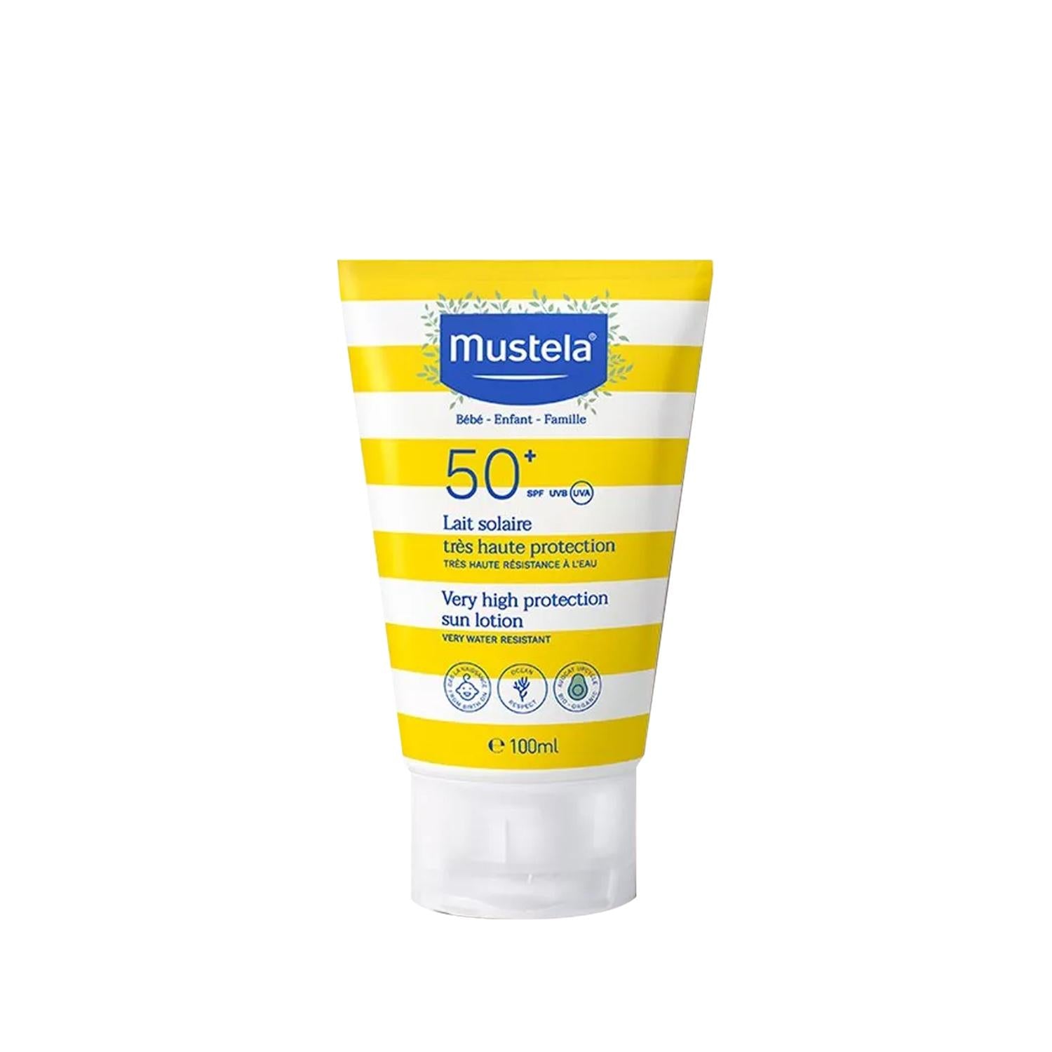Mustela SPF 50+ Sunscreen Lotion for Sensitive Skin - 100ml High Protection Sunscreen