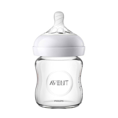 Philips Avent Natural Baby Bottle 120ml - BPA-Free Borosilicate Glass, Anti-Colic Valve