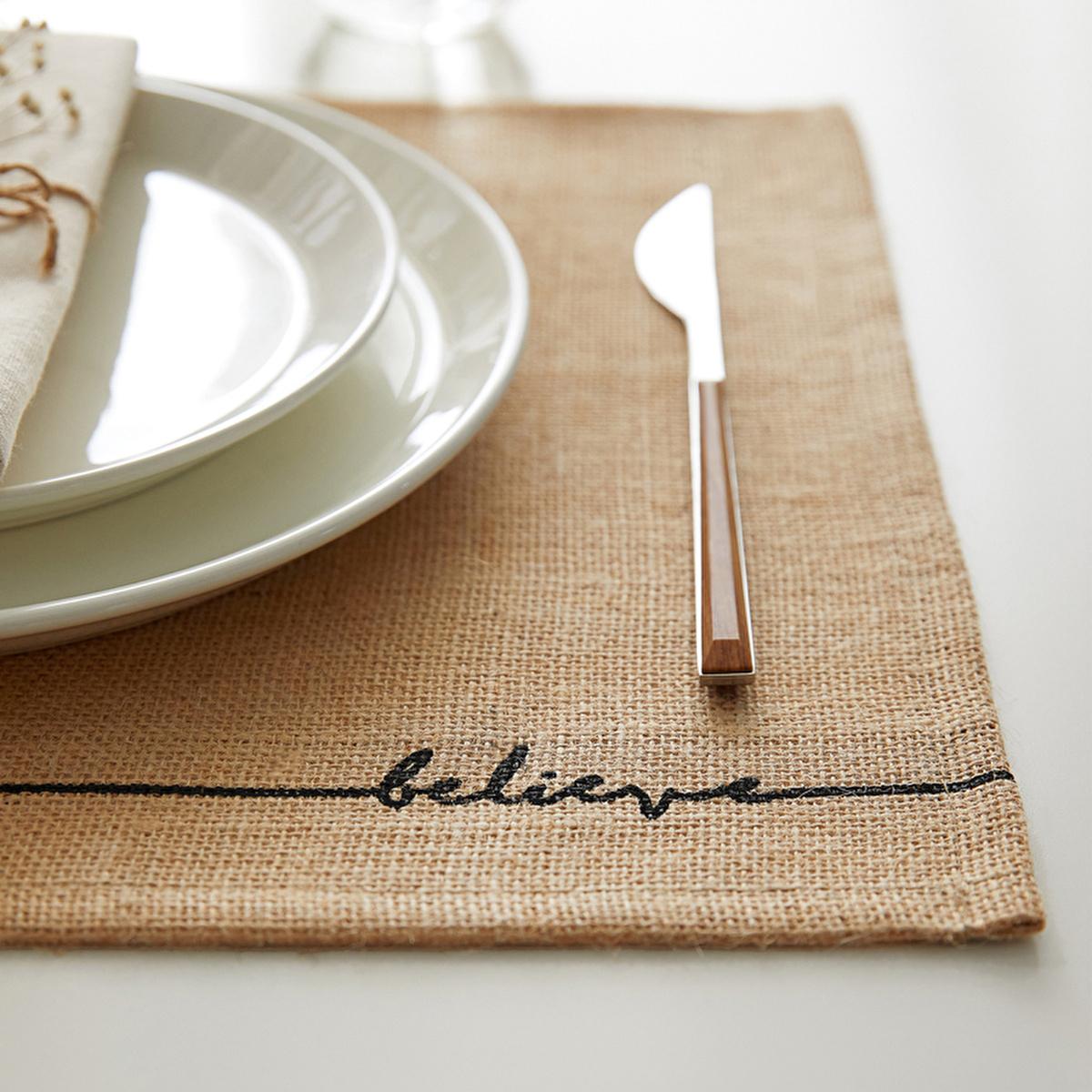 Ocean Home Jute Placemats Set of 2: Natural Woven Table Mats, Eco-Friendly & Biodegradable, Rustic Bohemian Dining Decor, 17.7x13.8 inches