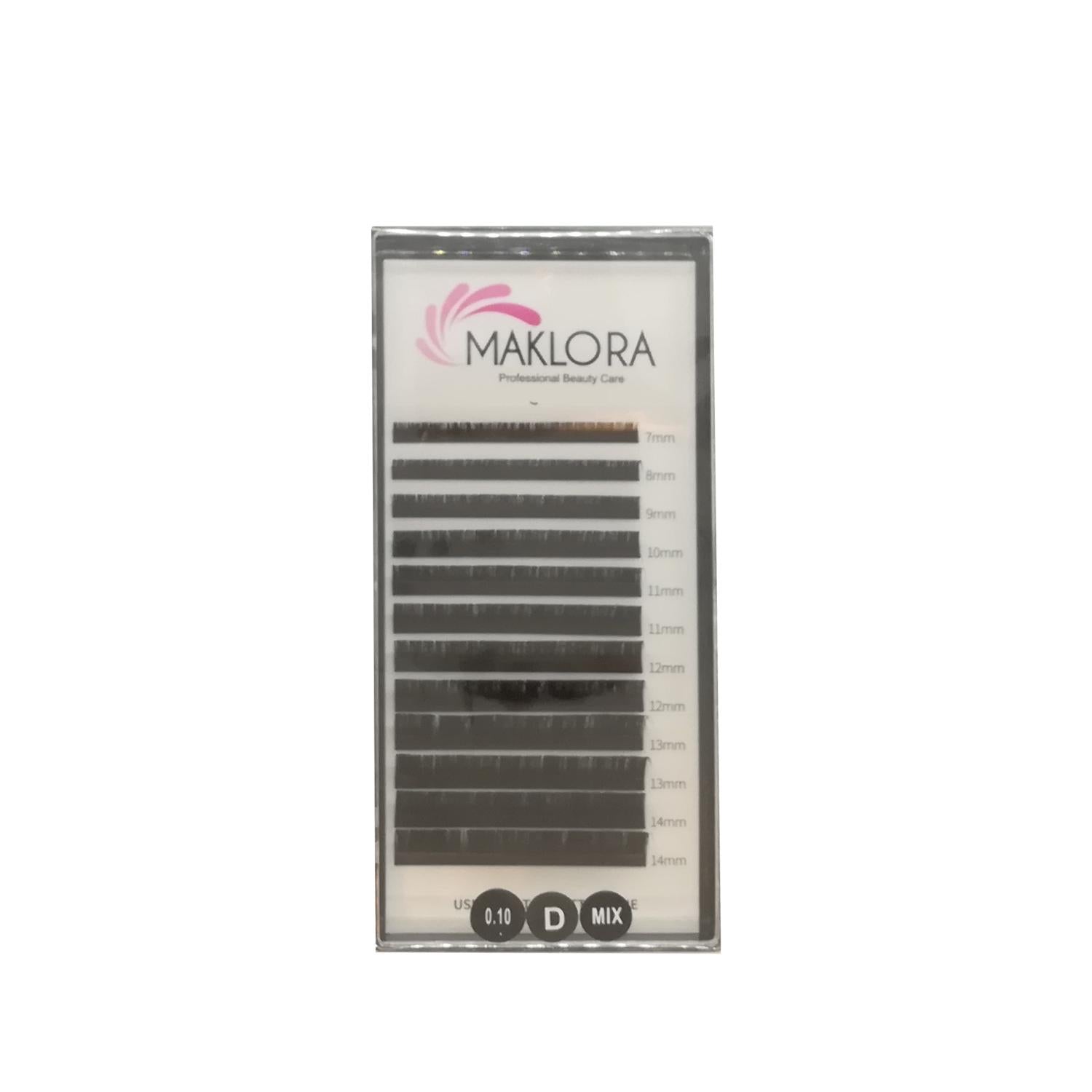 Maklora Silk False Eyelashes D Curl 0.10 Thickness 7-14mm Mixed Length - Luxurious Cosmetic Eyelashes for Enhanced Beauty