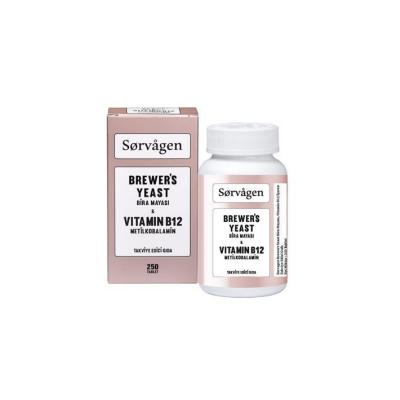 Sorvagen Brewer's Yeast and Vitamin B12 Supplement - 250 Tablets, Gluten & Lactose Free, Supports Nutritional Health