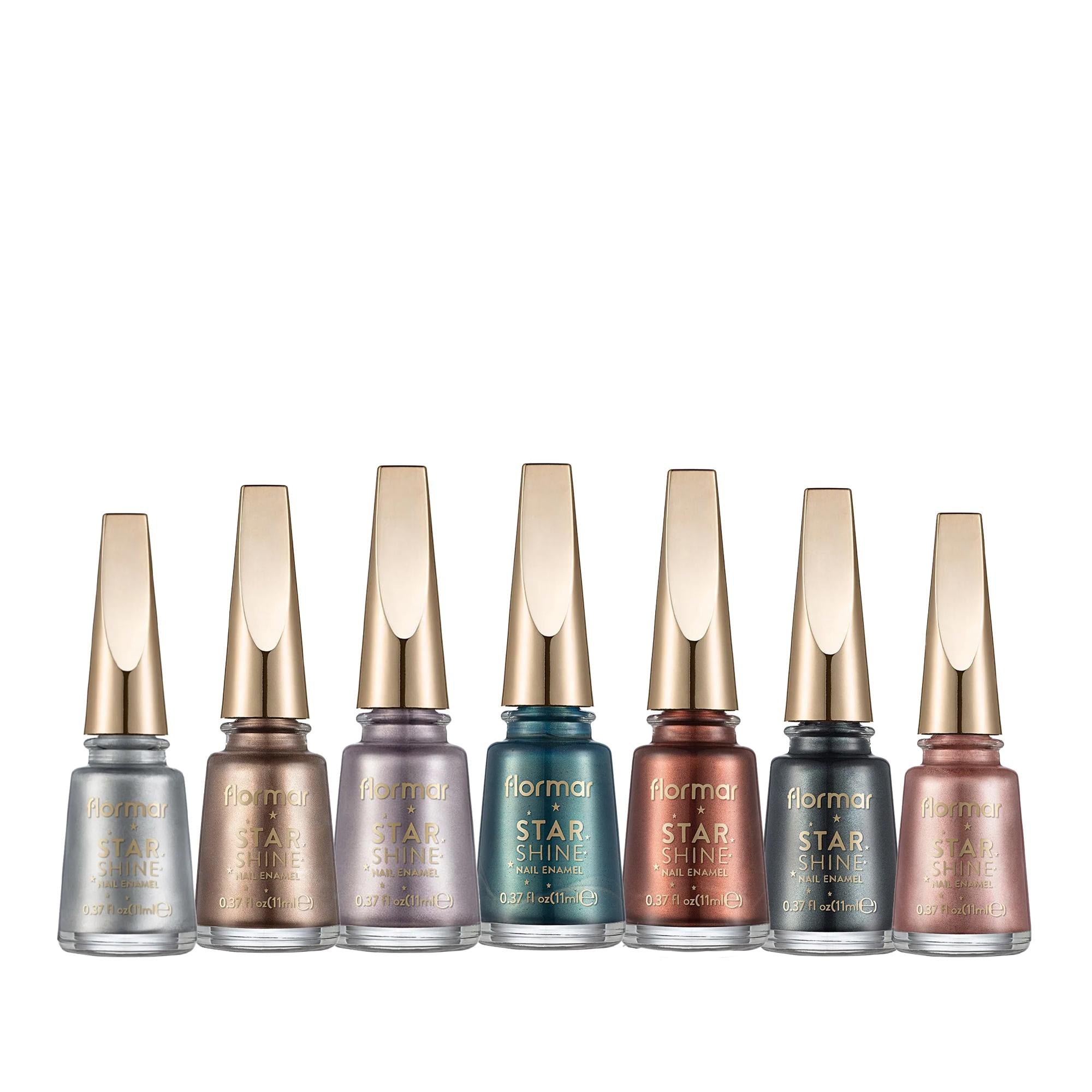 Flormar Star Shine High Pigment Metallic Nail Polish - 11 ml, Intense Color, Shiny Finish