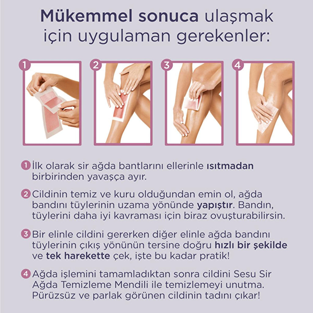 Sesu Sensitive Skin Wax Strips - Gentle Hair Removal for Short Hair, Easy to Use, Sugar-Free Formula