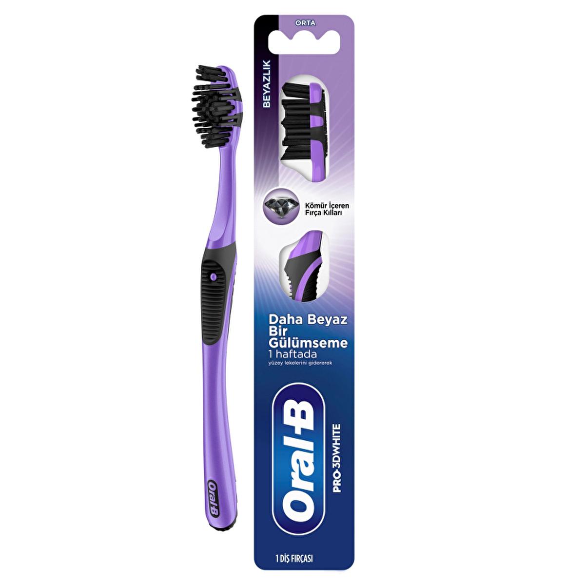 Oral-B 3DWhite Charcoal Toothbrush - Whiter Smile & Deep Cleaning | Plaque Removal - Medium Bristles for Gentle Oral Hygiene