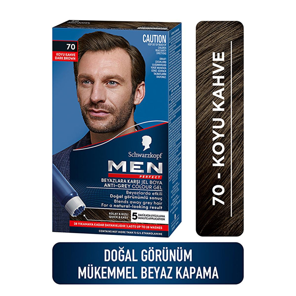 Men Perfect 70 Dark Brown Hair Dye - Men's Hair Dye for Grey Hair Coverage