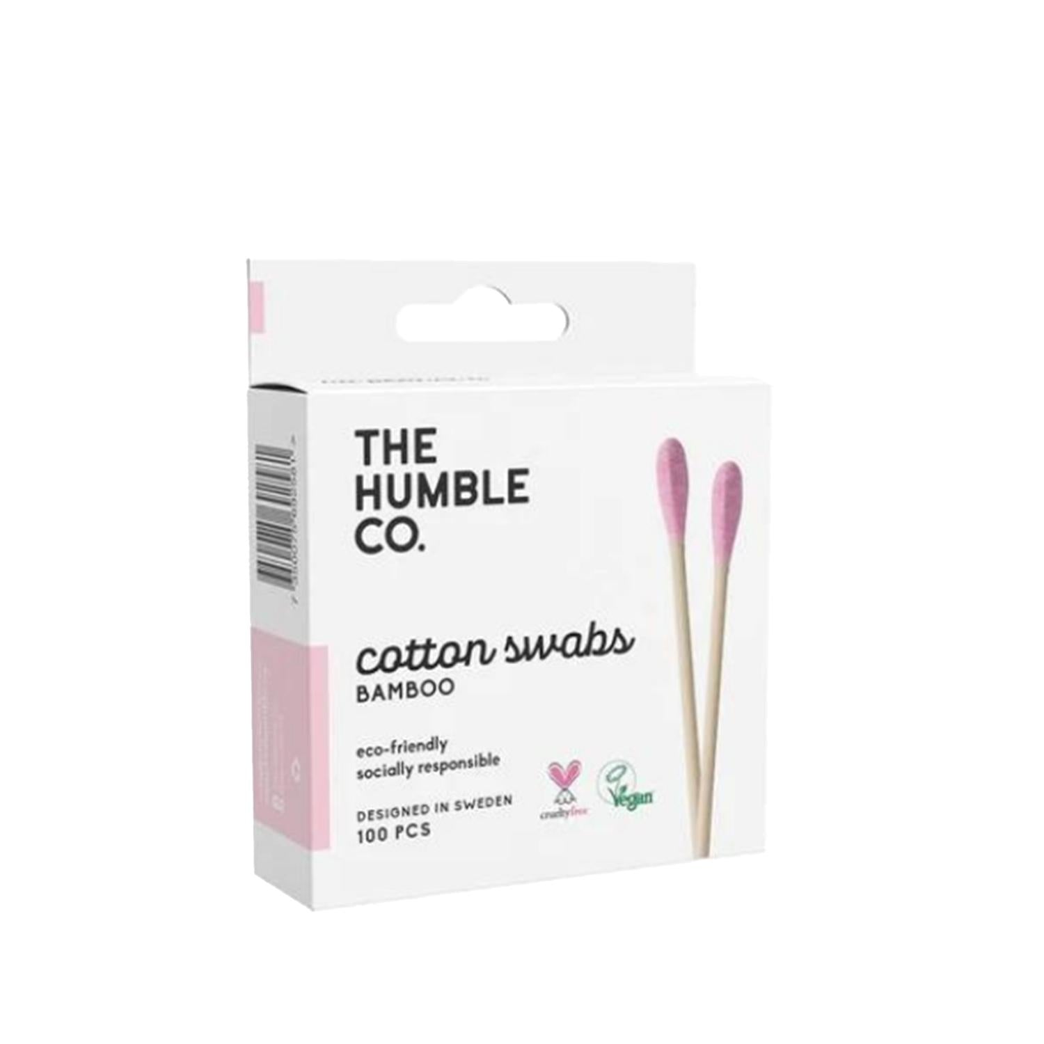 The Humble Co Cotton Swabs - 100 Count Pink, Gentle Ear Cleaning for Sensitive Ears