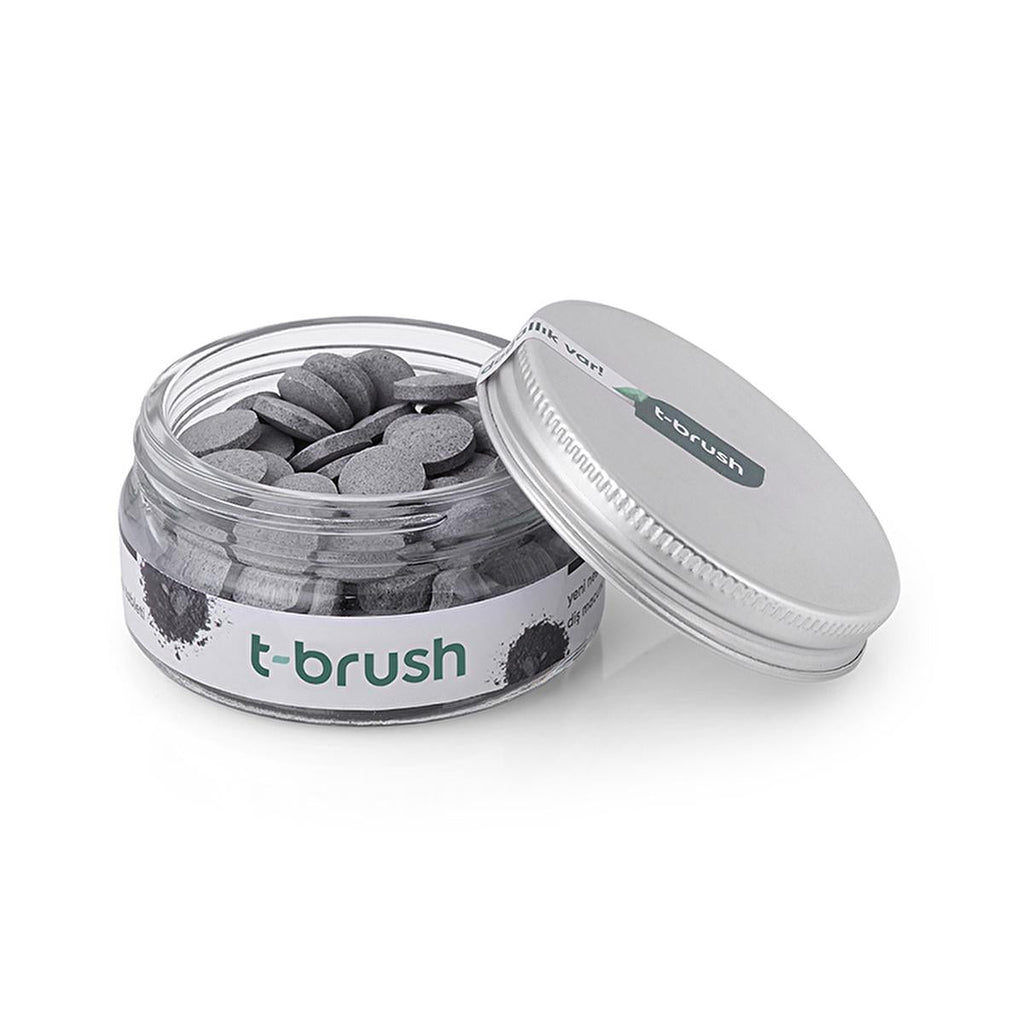 T-Brush Natural Activated Charcoal Toothpaste Tablets - Vegan, Chemical-Free Oral Care