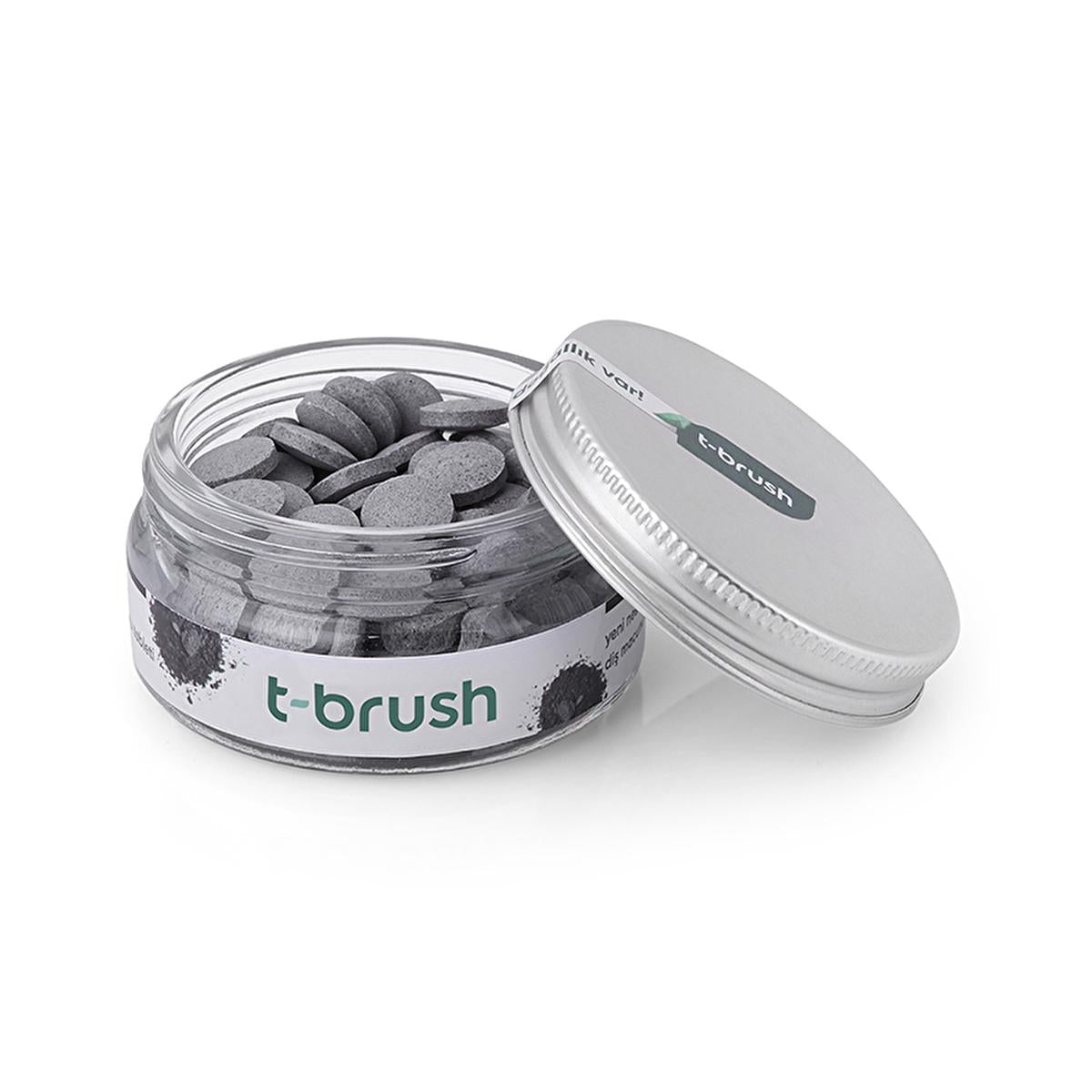 T-Brush Natural Activated Charcoal Toothpaste Tablets - Vegan, Chemical-Free Oral Care