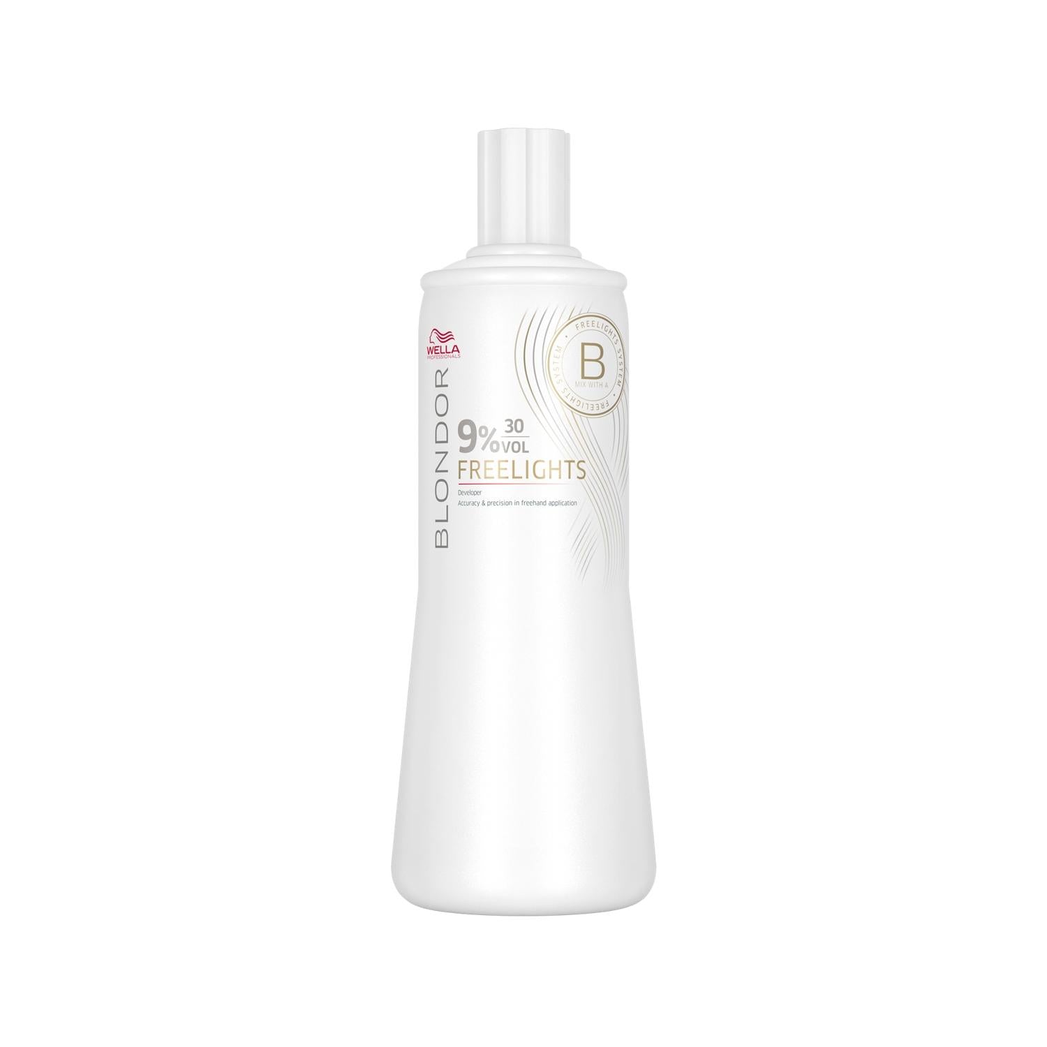 Wella Blondor Freelights %9 Oksidan 30 Volum 1000 ml - Professional Hair Bleaching Agent for Effective Lightening