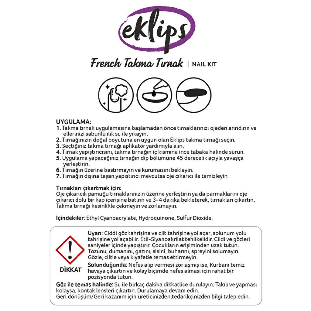 Eklips French Peach False Nails - Short KŸt Style, Ready to Wear, Easy Application with Glue & Tool Included