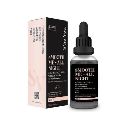 She Vec Smooth Me Night Serum for Skin Care - Anti-Aging, Hydrating Serum with Hyaluronic Acid, Vitamin C, and Retinol for Oily, Acne-Prone Skin - 30ml