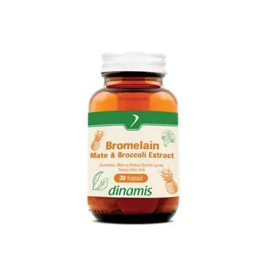 Dinamis Dietary Supplement - Bromelain Mate Broccoli Extract Capsules for Digestive Health, Vegan & Gluten-Free