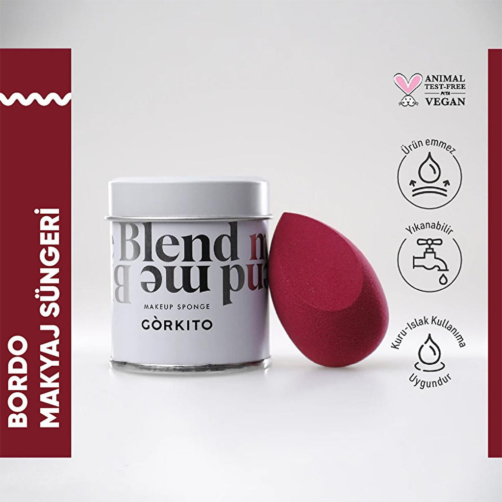 Görkito Makeup Sponge - Burgundy, Beauty Blender for Flawless Makeup Application