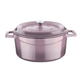 Lava Purple Cast Iron Cookware - 24cm Round Enameled Pot with Lid