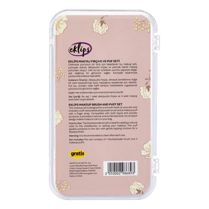 Eklips Makeup Brush and Puff Set for Flawless Application
