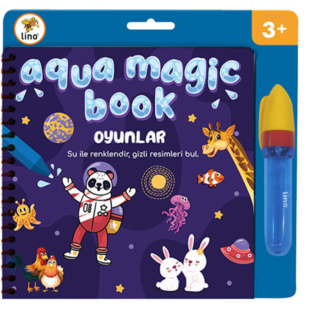 Lino Magic Painting Book: Reusable Water Coloring Book for Mess-Free Fun. Ideal Children's Art Activity, Toddler Coloring, Animals Theme