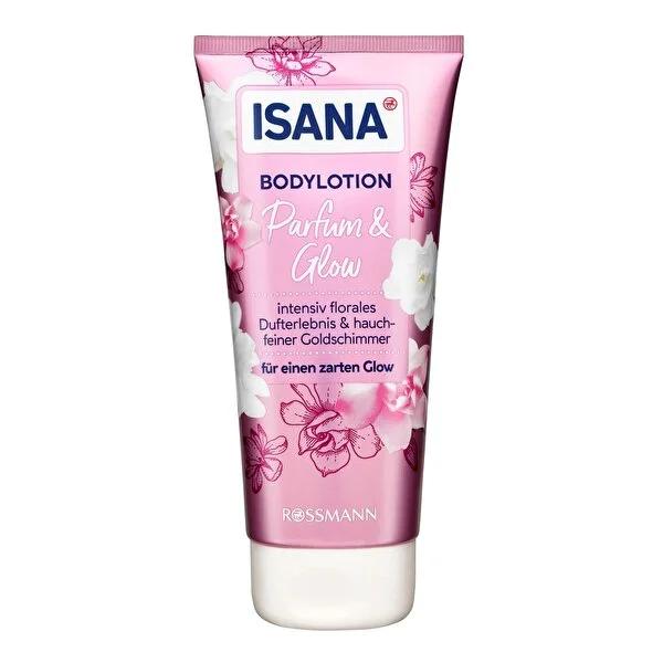 Isana Parfum & Glow Body Lotion: Hydrating Shea Butter, Floral Scent, Shimmering Vegan Lotion for Radiant, Soft Skin (6.76 fl oz)