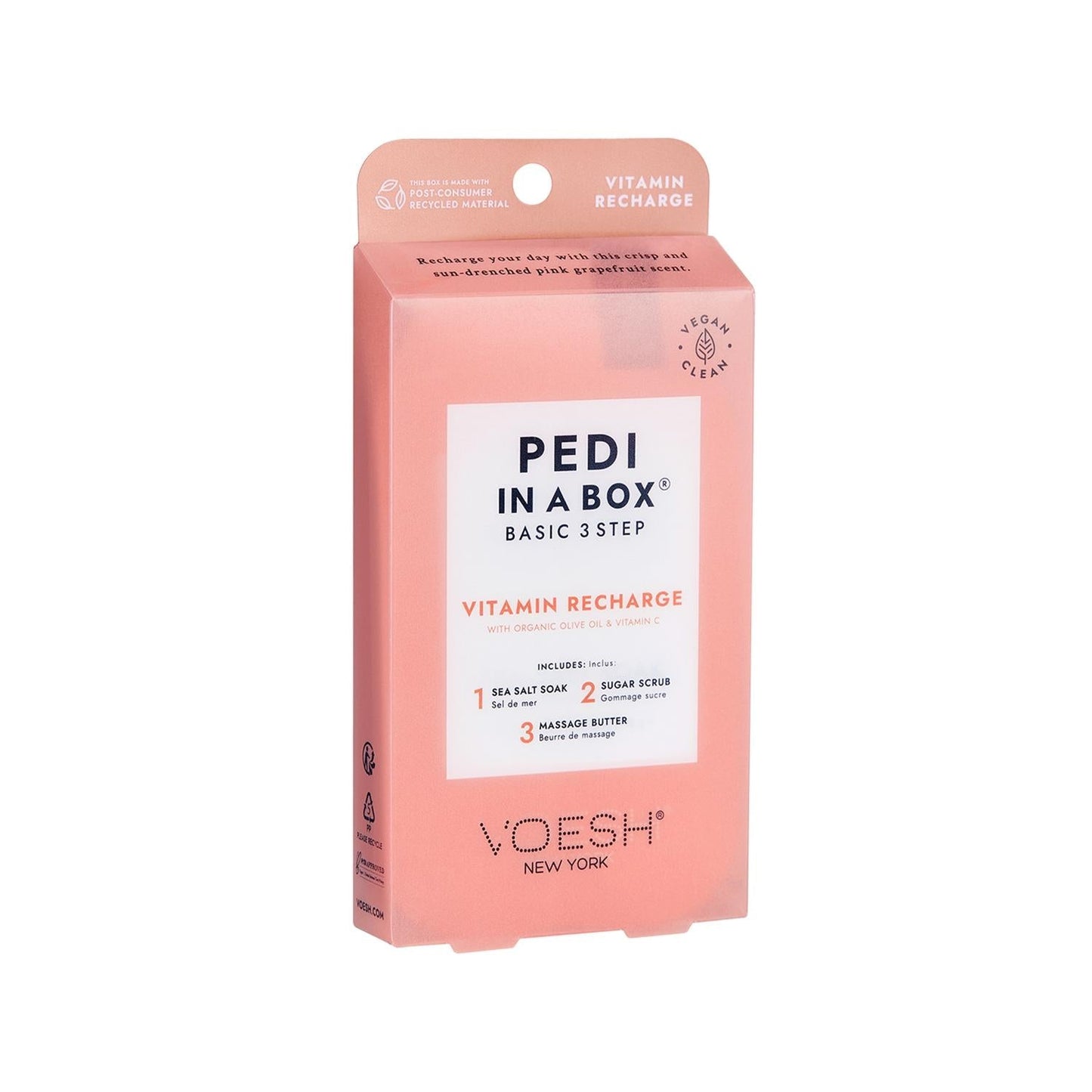 Voesh New York Pedi In A Box Basic Pedicure Kit - 3 Step At-Home Pedicure Set with Vitamins for Healthy Feet