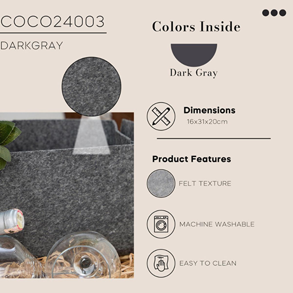 Coco Clementine Felt Storage Basket - Modern Home Organization Solution for Clothes, Toys, and Office Supplies