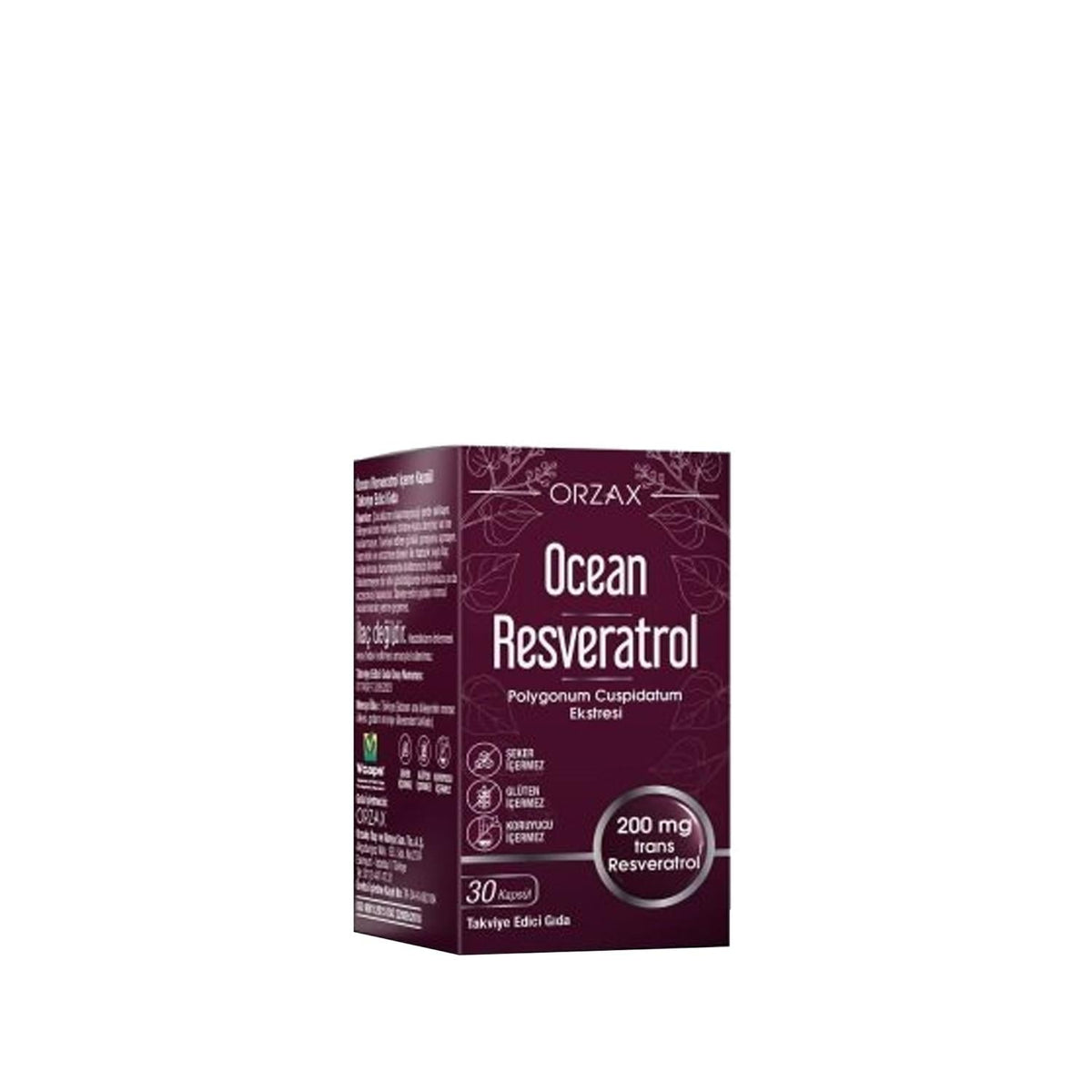Orzax Resveratrol 200mg Dietary Supplement - Antioxidant Support for Health & Wellness, 30 Capsules