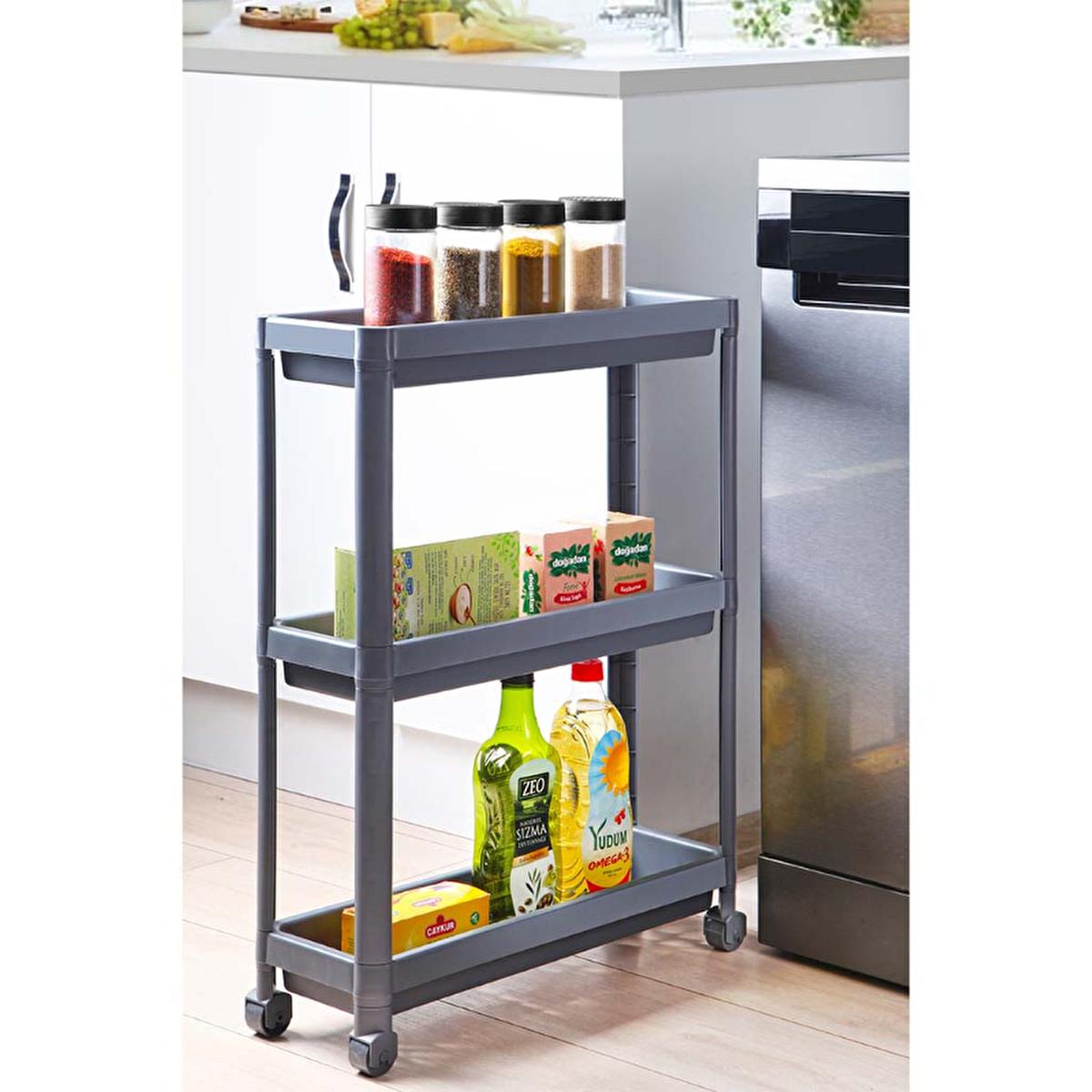 Decobella Narrow Storage Rack 3-Tier Wheeled Bathroom Kitchen Organizer