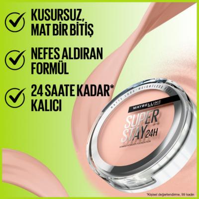 Maybelline Superstay Hybrid Powder Foundation - 30: 24H Matte Finish, Full Coverage, Water-Resistant & Vegan - Your Long-Lasting Flawless Look Awaits.