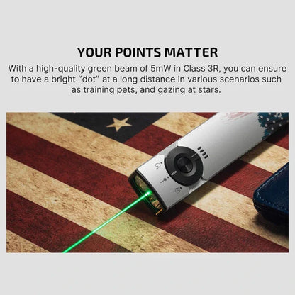 OLIGHT ARKFELDPRO3RSTARS Arkfeld Pro Flat EDC Flashlight with LED Light UV and Laser - Stars & Stripes Edition
