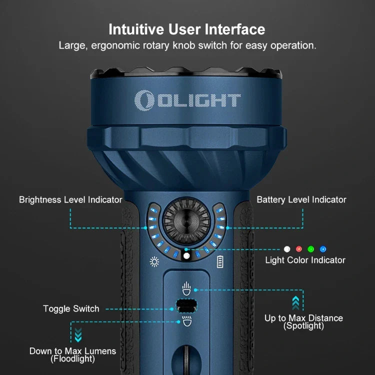OLIGHT MARAUDERMINIMNBU Marauder Mini Powerful LED Flashlight With RGB - Midnight Blue