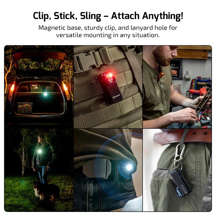 OLIGHT OCLIPPROBKC2M Oclip Pro Clip on Flashlight with Floodlight Spotlight and Red Light - Black