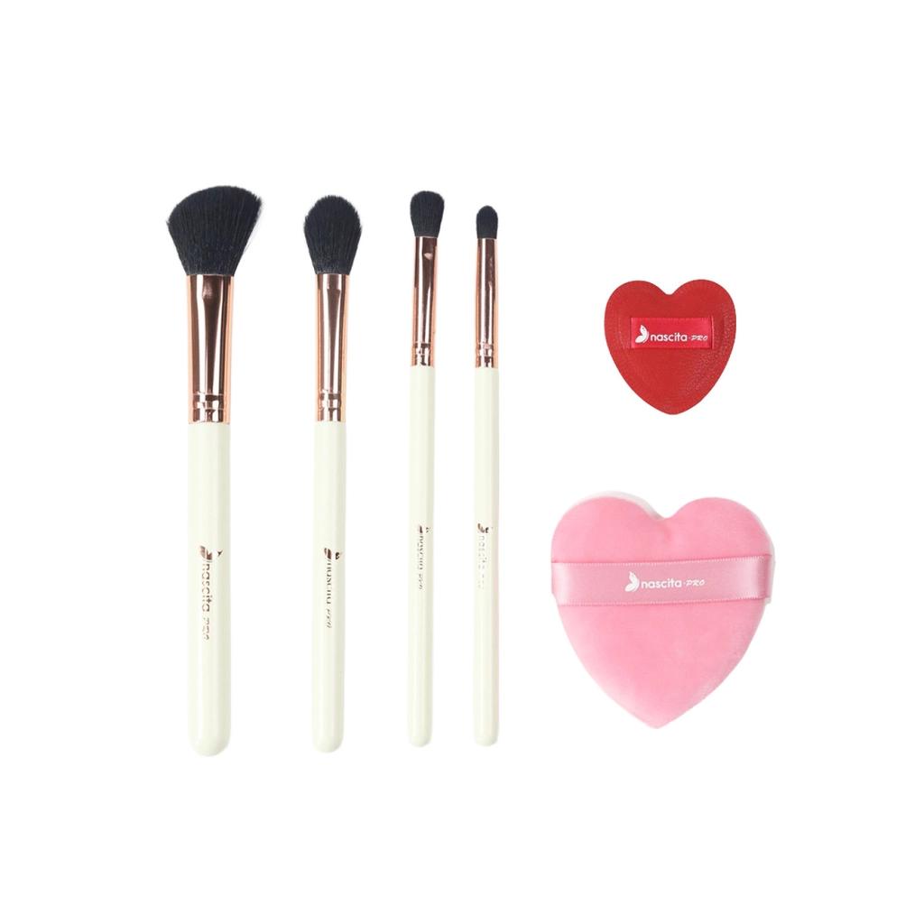 Nascita 4-Piece Makeup Brush & 2-Piece Puff Set