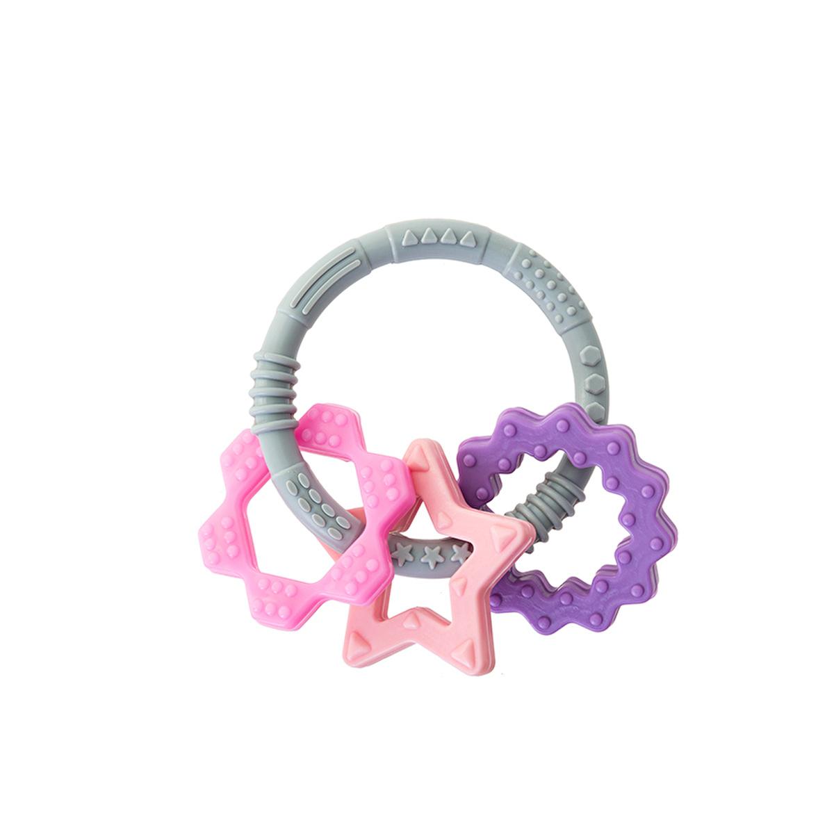 Babyjem Silicone Teether Toy Ring - Safe, BPA-Free, Dishwasher Safe Baby Teething Relief for Infants 3 Months+