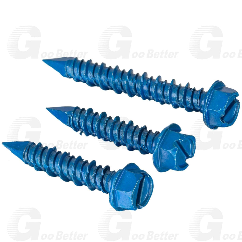 200Pcs Hex Multi-Drive Concrete Masonry Screws – Blue Tapcon-Style Tapscrews