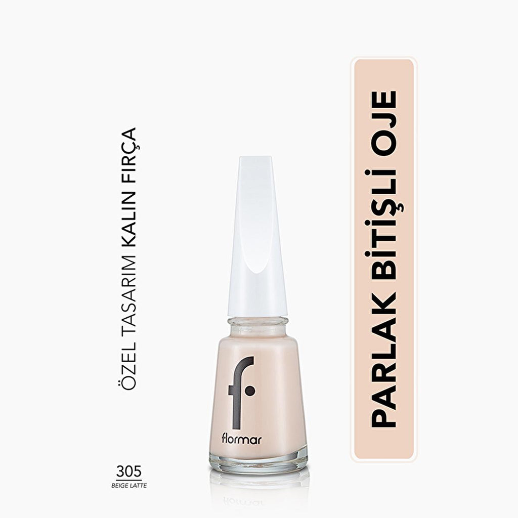 Flormar Nail Enamel - Beige Latte 305 | High Pigment, Long-Lasting