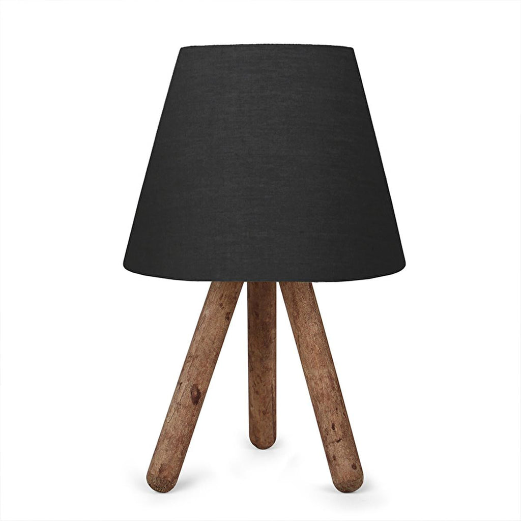 Homing Tasarım - Wooden Table Lamp with Fabric Shade, Energy-Efficient E27 Socket, Modern Home Decor