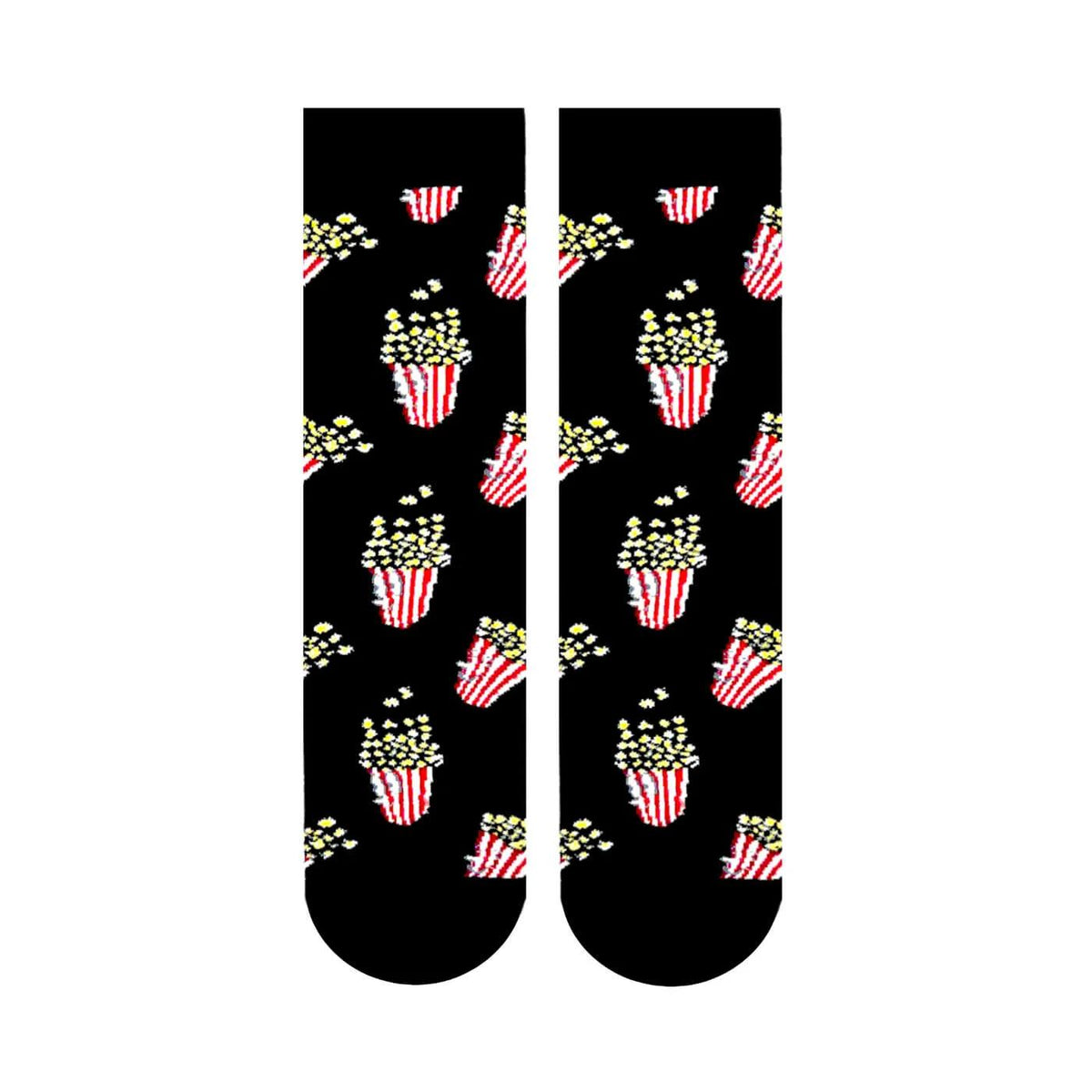 Carnaval Socks Popcorn Pattern Black Crew Socks - 1 Pair