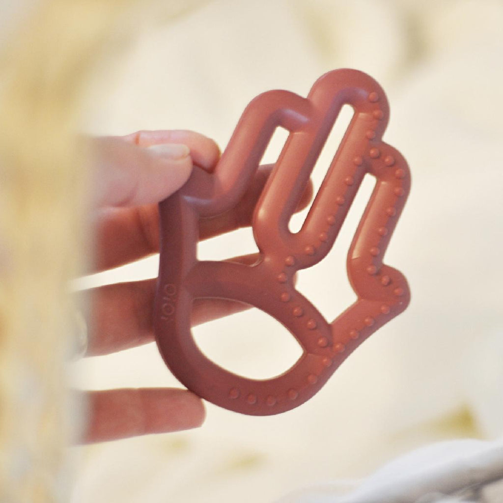 OiOi Baby Silicone Teether - Safe & Durable Teething Relief for Infants, 3 Months+, Velvet Rose