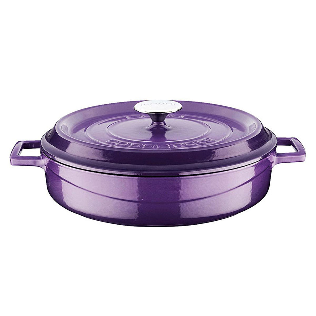 Lava Purple Cast Iron Multi-Purpose Cookware - 11 Inch Round Enamel Coated Pot with Integrated Handle, Oven Safe, Durable