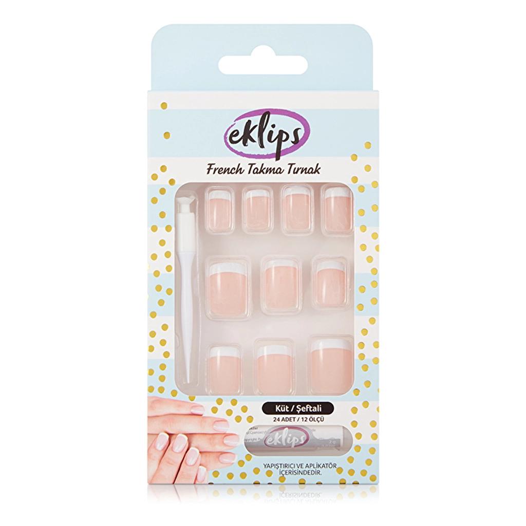Eklips French Peach Square False Nails 24-Pack