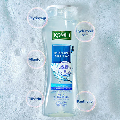 Komili Hydrating Micellar Shower Gel for Sensitive Skin - Gentle Cleansing & Moisturizing - 16.91 fl oz