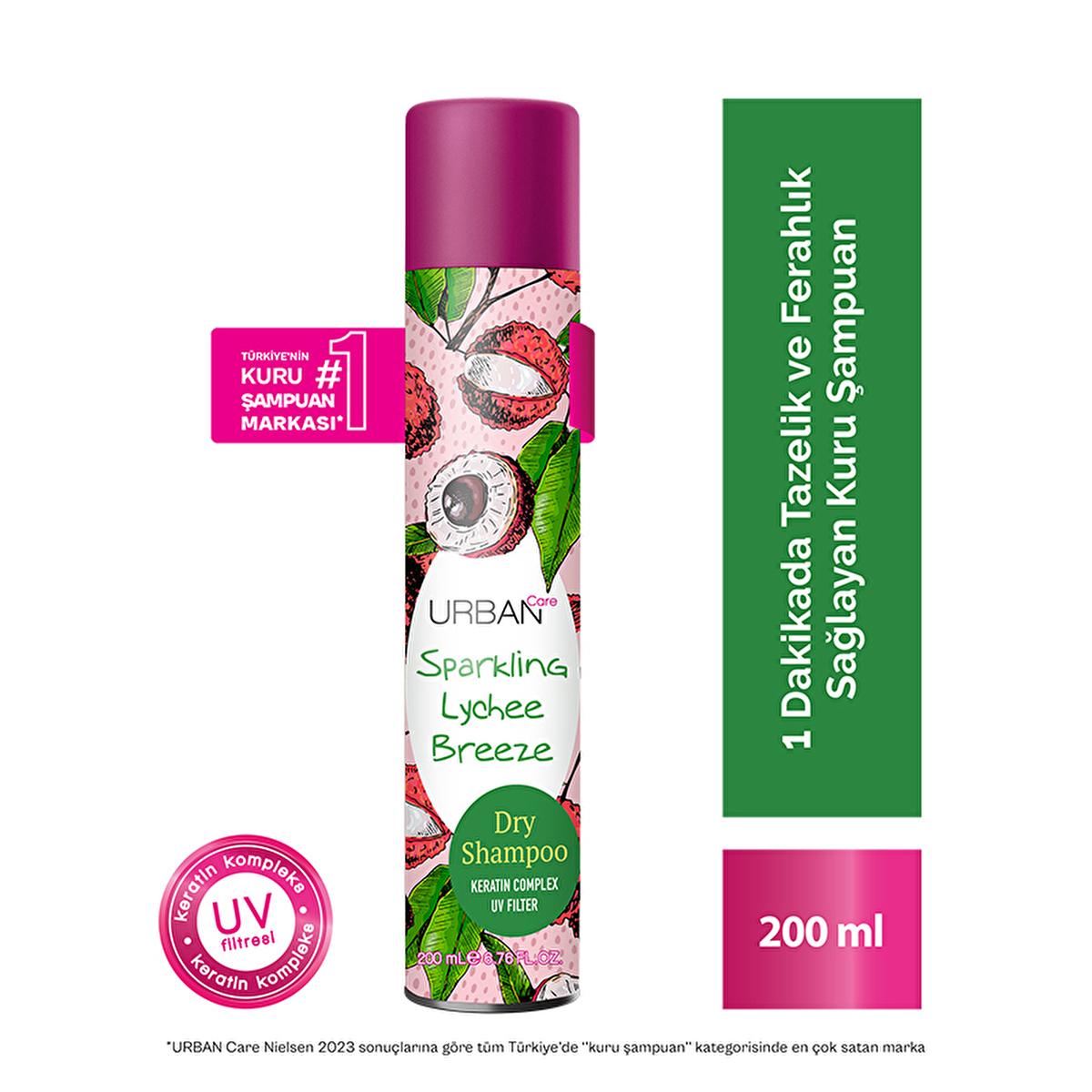 Urban Care Sparkling Lychee Breeze Volumizing Dry Shampoo: Vegan & Cruelty-Free Hair Refresher, Absorbs Oil, Adds Body & UV Protection