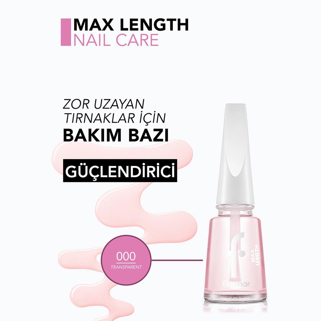 Flormar Max Length Nail Base Coat 000 Transparent for Growth