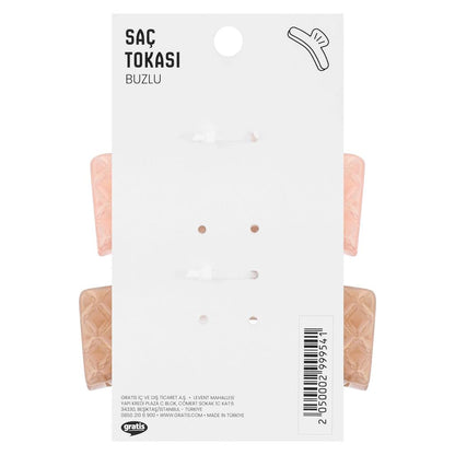 Eklips Frosted Rectangular Hair Claw Clip Pink & Brown