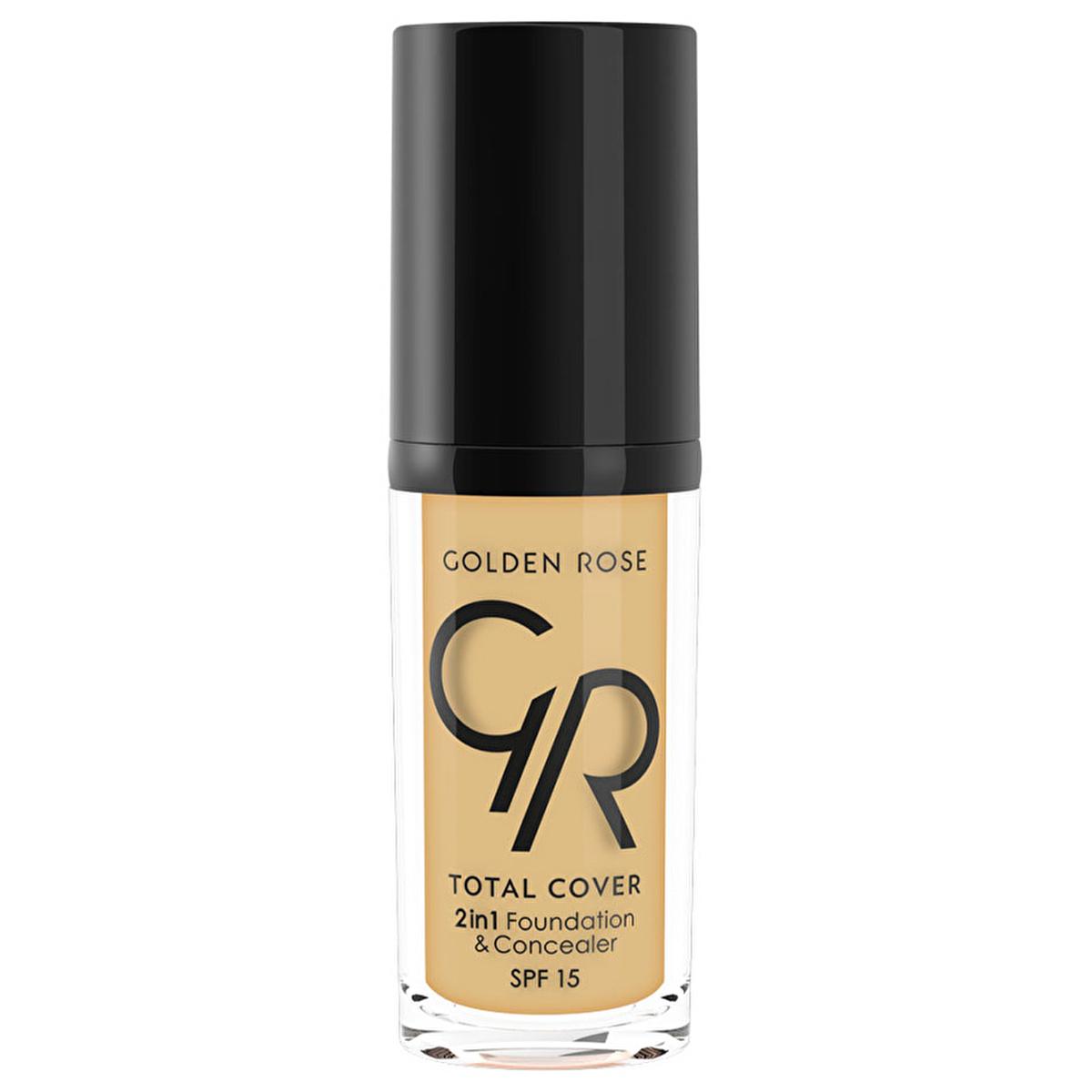 Golden Rose Foundation & Concealer 2-in-1 - High Coverage, Lightweight Makeup with SPF 15 & Vitamin E