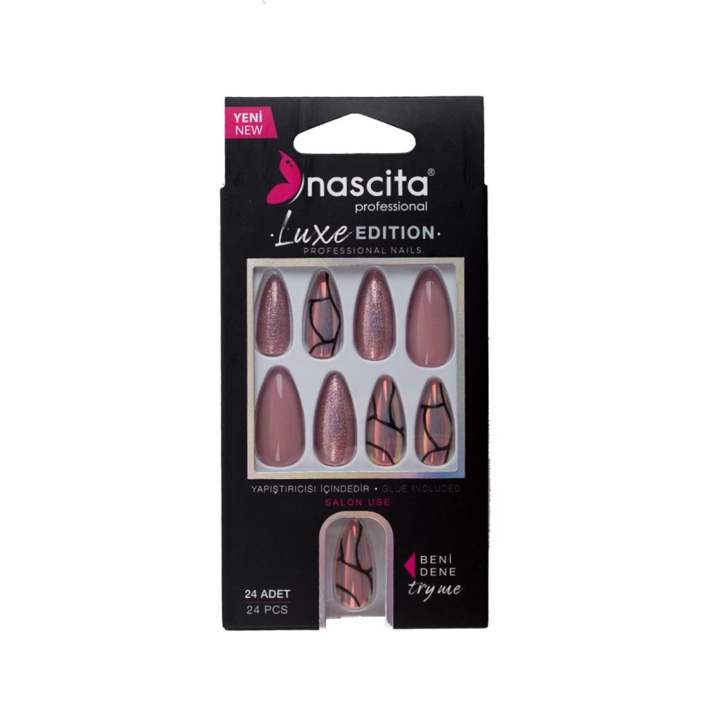 Nascita Luxe Edition Pink & Black Almond False Nails 24-Pack