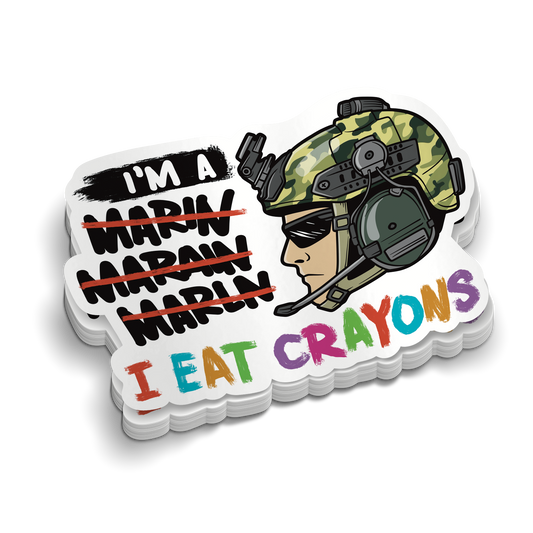 I Eat Crayons | Funny Marines Stickers | Perfect for Tumblers