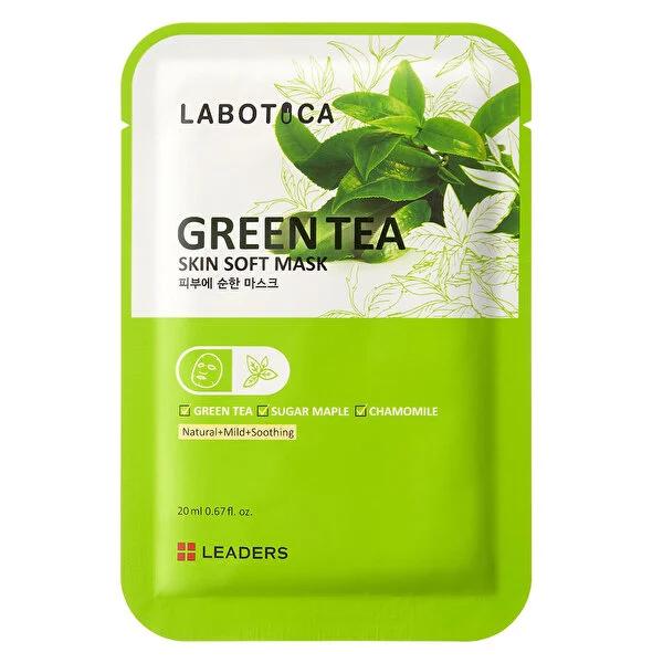 Leaders Labotica Soothing Green Tea Face Mask - Calming Skincare for Sensitive Skin, 0.68 fl oz